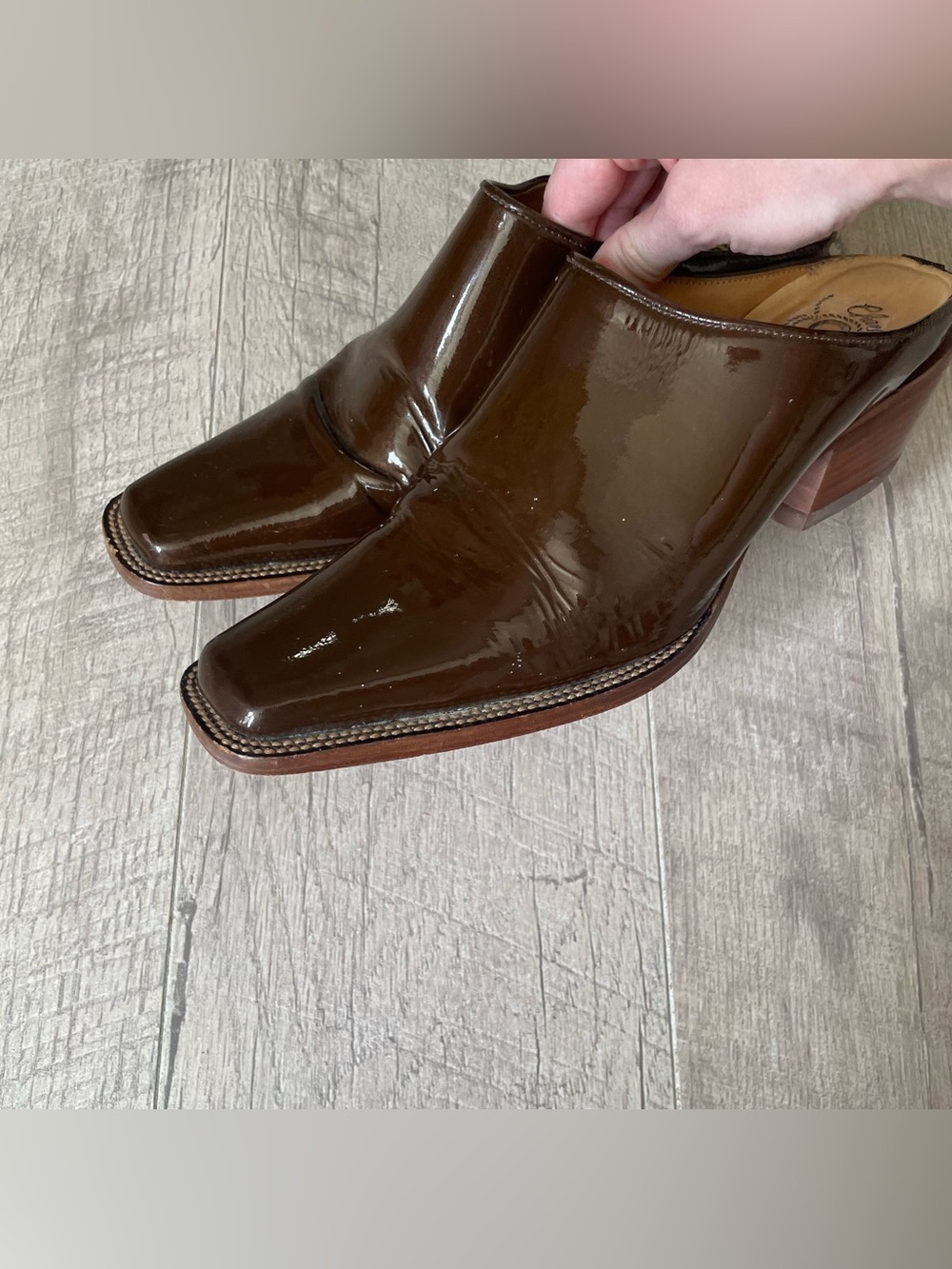 Charlie 1 Horse by Lucchese Cowboy Boot Patent Leather Brown Mules 6.5 - Picture 5 of 7